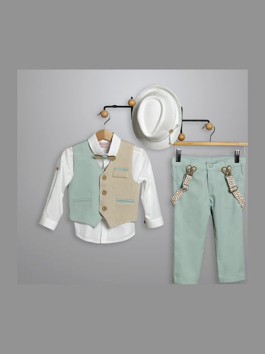 Costumaș De Botez Băiat Verde Menta-Bej 3011-2 New Life Nl-26-3011-2