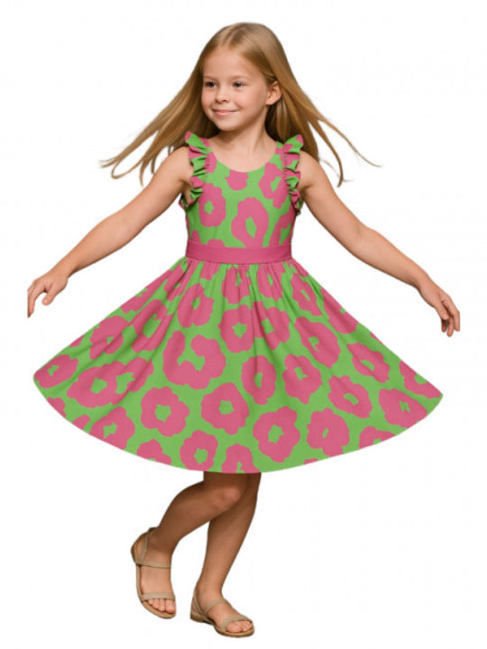 Serafino Mädchenkleid Lila-Grün