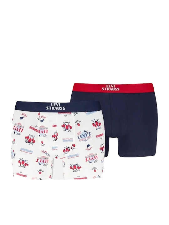 Levi's Ανδρικά Μποξεράκια Λευκό-μπλε 2Pack