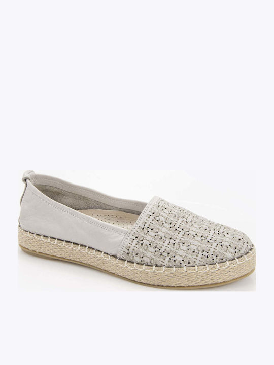 Espadrile Dama Din Piele În Culoare Argintie
