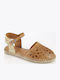 Leather Women's Espadrilles In Tabac Brown Colour