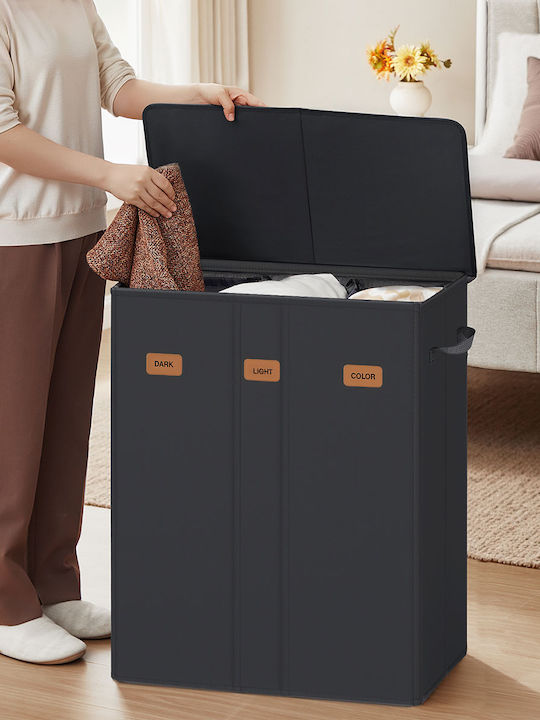 Songmics Laundry Basket Fabric 160l with Lid 64x33x75cm Black