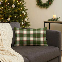 Μαξιλαροθήκη Christmas Wish 50x30 Φυσικό Βαμβάκι Καρό Σχέδιο Pghd0131