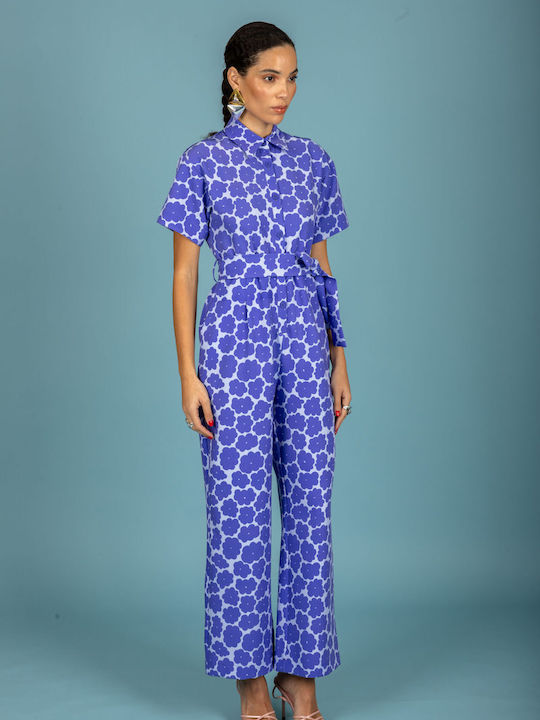 Women's Short Sleeve One-piece Jumpsuit Purple