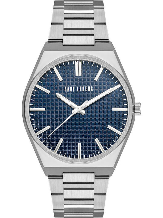 Paul Lorens Мъжки Часовник 43mm На Батерия със Сребриста Метална Гривна