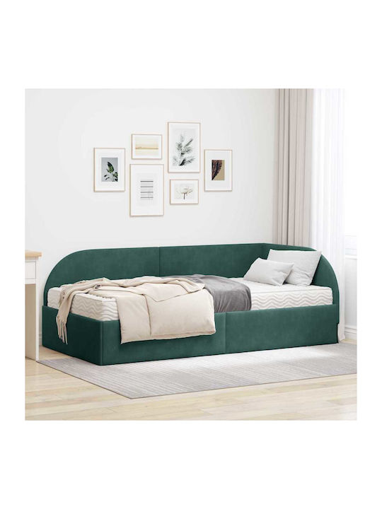 Ein Einzelbett Mit Samt Grün Mit Lattenrost & M...