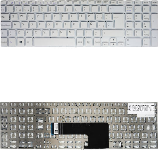 Spanish Laptop Keyboard Sony Vaio Fit SVF15 SVF152 SVF1521C5E SVF15218CXW SVF152C29M SVF152A29M SVF153 SVF153A1YM SVF153A2TT SVF154 SVF15A1M2ES SVF15A1S2ES ES No Frame White Code 40139esnofrwhite