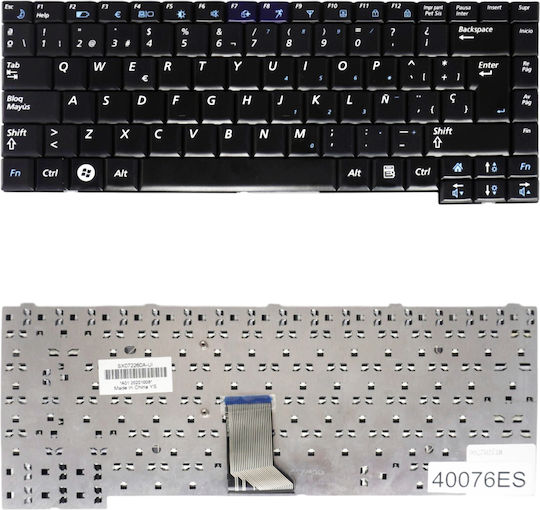 Spanish Laptop Keyboard for Samsung R60 R70 R58 R508 R503 R509 R510 R560 V072260as1 Us V072260bs1 Cnba5902044l Ba59-02044l Cnba59044lbil V072260hs1 Cnba5902296mbil V072260ak1 42t3241 Es Black Code 40076es