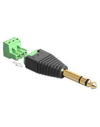 Adaptor Delock Jack Stereo Tată 6.35 Mm La Bloc Terminal 3 Pin 2 Părți 65460