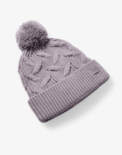 Around Town Pom Beanie Unisex Knitted Beanie in Purple Colour