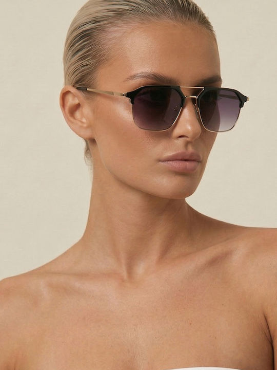 Luigi Unisex Sunglasses with Black Metallic Frame and Black Gradient Lens 4855001