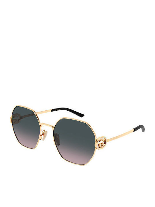 Gucci Unisex Ochelari de Soare cu Ramă Aurie și Lentilă Aurie GG2046S 002