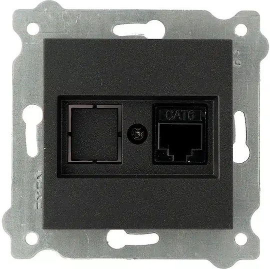 Built-in Internet Socket Cat 6 Exen Black 290-001403-253
