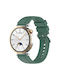 Huawei Watch Gt4 41mm Official Steps Style Silver Buckle Silicone Watch Band Dark Green