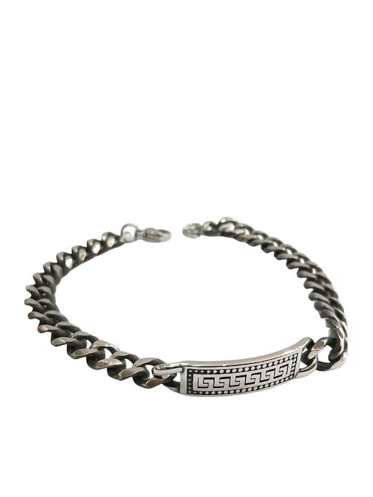 Kalliopi Silver Men's Steel Identity Bracelet