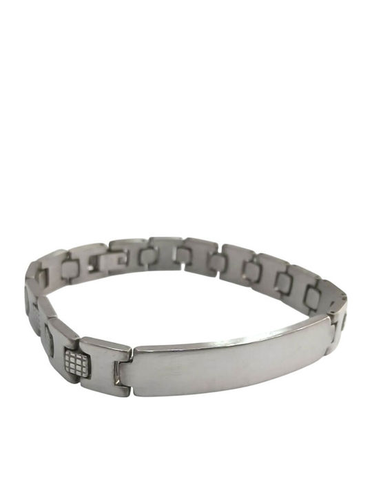 Kalliopi Silver Men's Steel Identity Bracelet