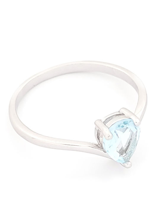 Women's Ring with Zircon Made of Silver