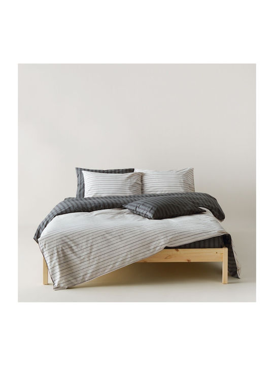 Kentia Arlo Super-Double Bed Sheets Set with Rubber Hugger 160x200+35cm Gray 4 Pieces