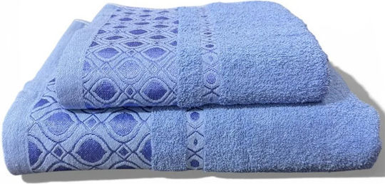 SpitiBazaar Set of Bath Towels 2 Pcs Light Blue Weight 400gsm