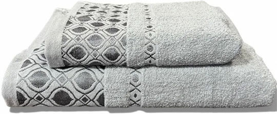 SpitiBazaar Set of Bath Towels 2 Pcs Gray Weight 400gr/m²
