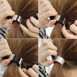 Cuff Hair Scrunchie Ponytail Silver