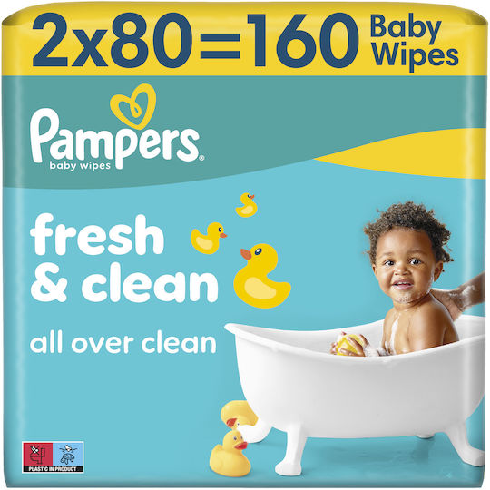 Pampers Fresh Clean Бебешки Кърпички Без Алкохол и Парабени 160 Бр