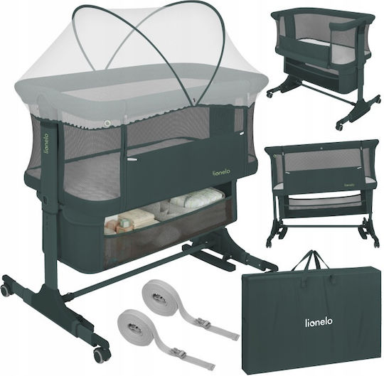 Lionelo Cradle with Mattress Side Opening and Wheels Green