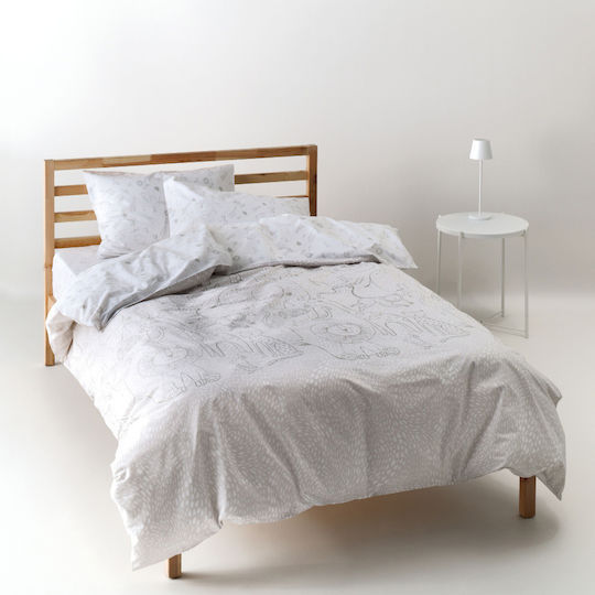 Kentia Kids Duvet Cover Set Single with Pillowcase Cotton White-greige 165x245cm