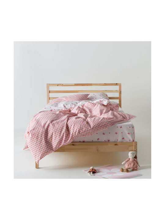 Kentia Kids Duvet Cover Set Single with Pillowcase Cotton White-pink 165x245cm