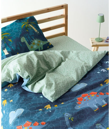 Kentia Σετ Σεντόνια Ημίδιπλα Βαμβακερά Pachy Blue-mint 190x270cm 3τμχ