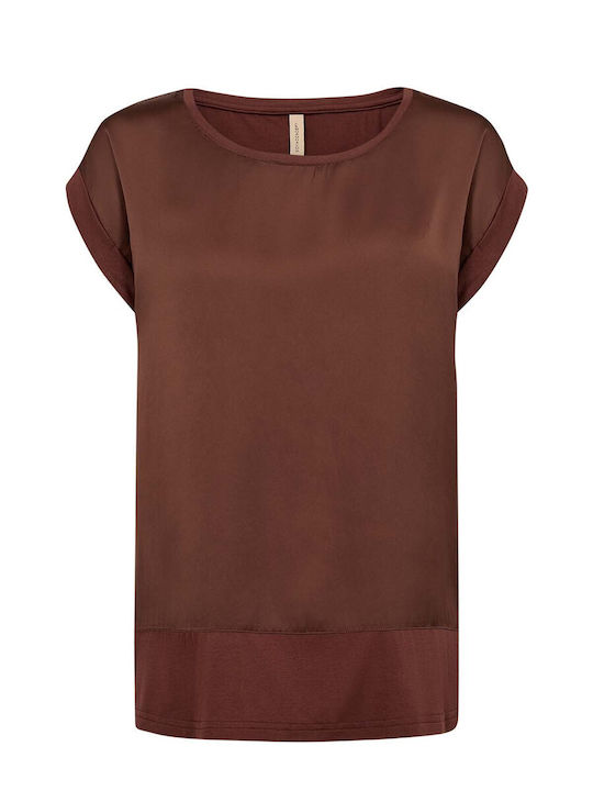 Women's Satin Brown Blouse