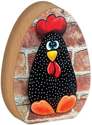 Easter Table Decorative Egg 11x15cm Black Hen Glass