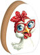 Oster Tischdekoration 11x15cm Weißes Glas Huhn