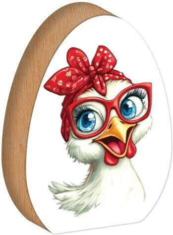 Oster Tischdekoration 11x15cm Weißes Glas Huhn
