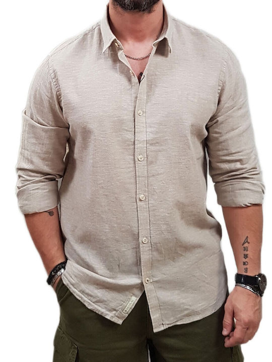 Rebase Long Sleeve Linen Shirt in Regular Fit B...
