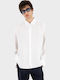 Regular-fit Μακρυμάνικo Λινό Πουκάμισο White