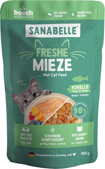 Bosch Petfood Concepts Wet Food for Adult Cats in Pouch with Trout Turkey Chicken and Salmon 100gr
