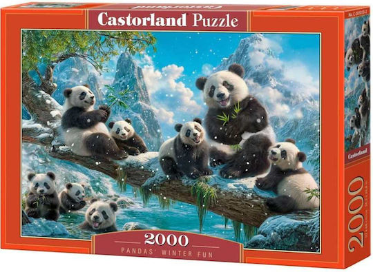 Puzzle Distracția de Iarnă a Ursulețului Panda 2D 2000 Piese