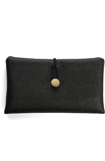 Rollit Tobacco Pouch Made of Gray Artificial Leather Handmade with Button 18x9.5cm