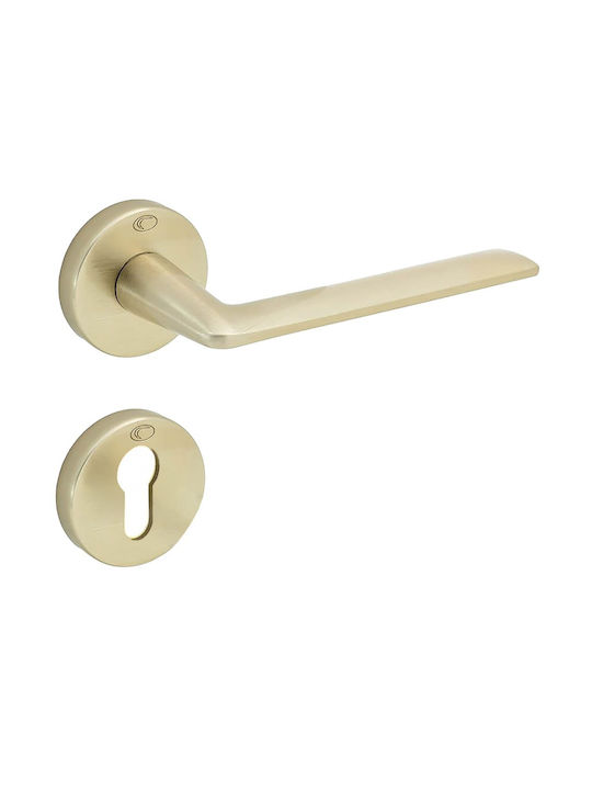 Convex Middle Door Lever With Rosette Pair Mat