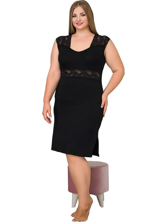 Lady Sommerliches Damen-Nachthemd Schwarz