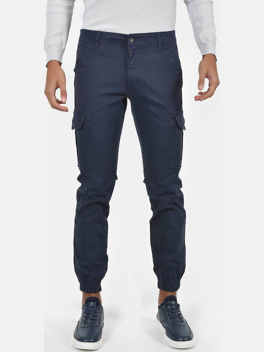 Berto Lucci Men's Trousers Cargo Regular Fit Blue