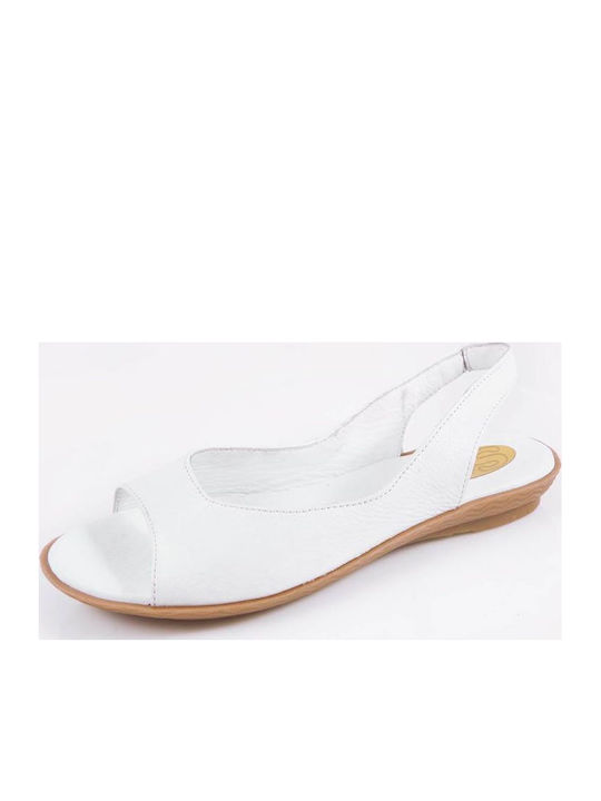 Leder Flache Sandalen für Damen Weiß