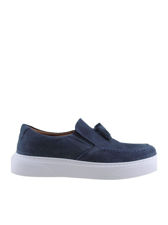 Antonio Shoes Leder Herren Mokassins in Blau Farbe