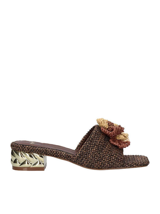 Katy Mules With Heel In Brown Colour