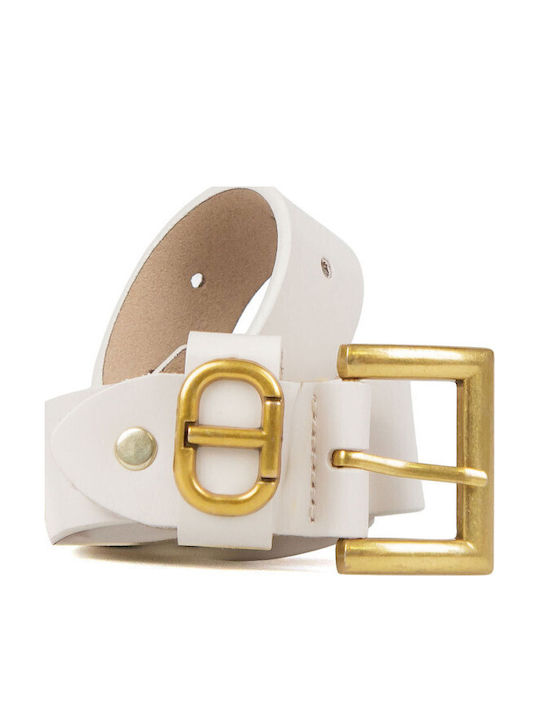 Leather Women's Belt Beige