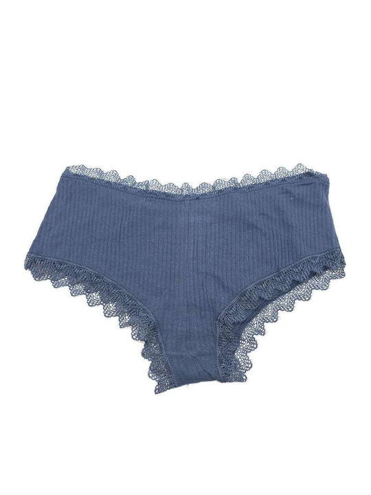 Hand's Foner Cotton Women's Boxer with Lace Blu...