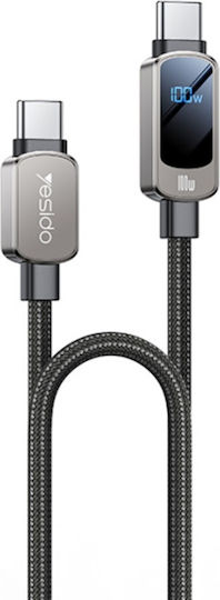 Datenkabel Type-C Zu Type-C 100w Digitalanzeige 1,2m Yesido Schwarzes