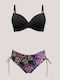 Bikini Set Push Up High Waist Black