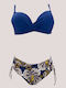 Bikini Set Push Up High Waist Blue Navy